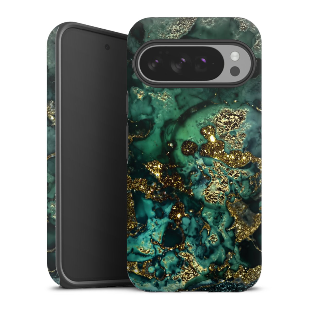 Aspetto marmorizzato ciano glitterato