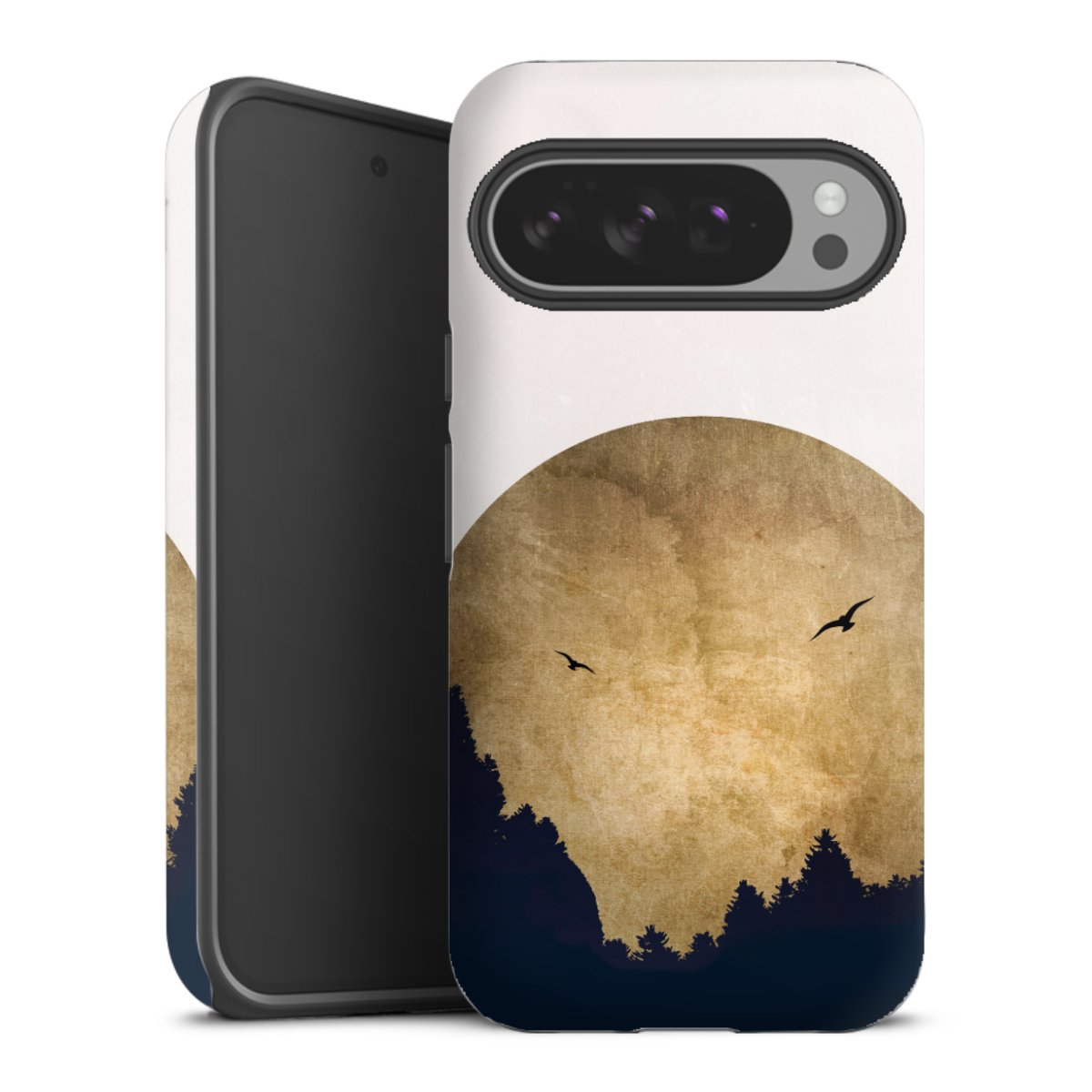 Deux oiseaux et la lune