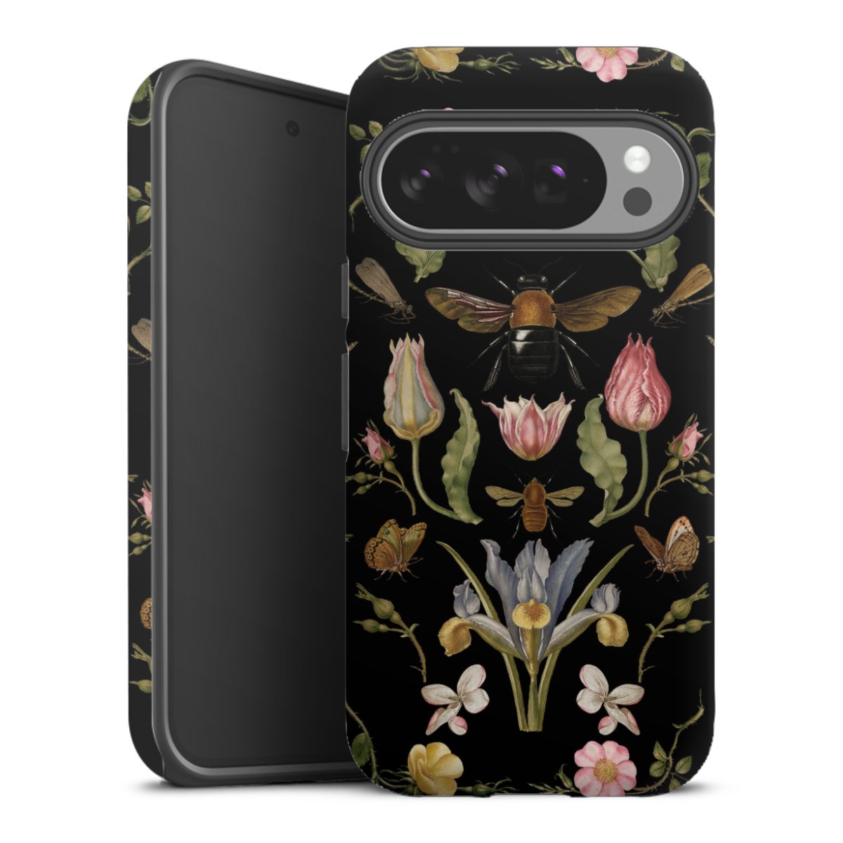 Wildblumen und Biene Schwarz