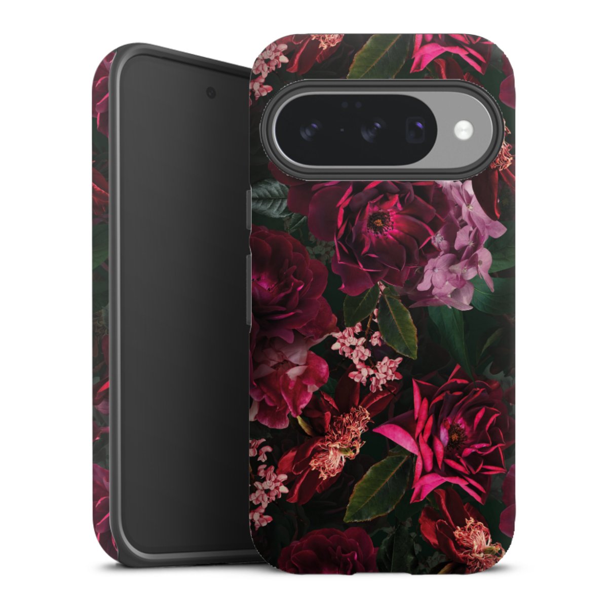 Dunkelrote und rosa Blüten