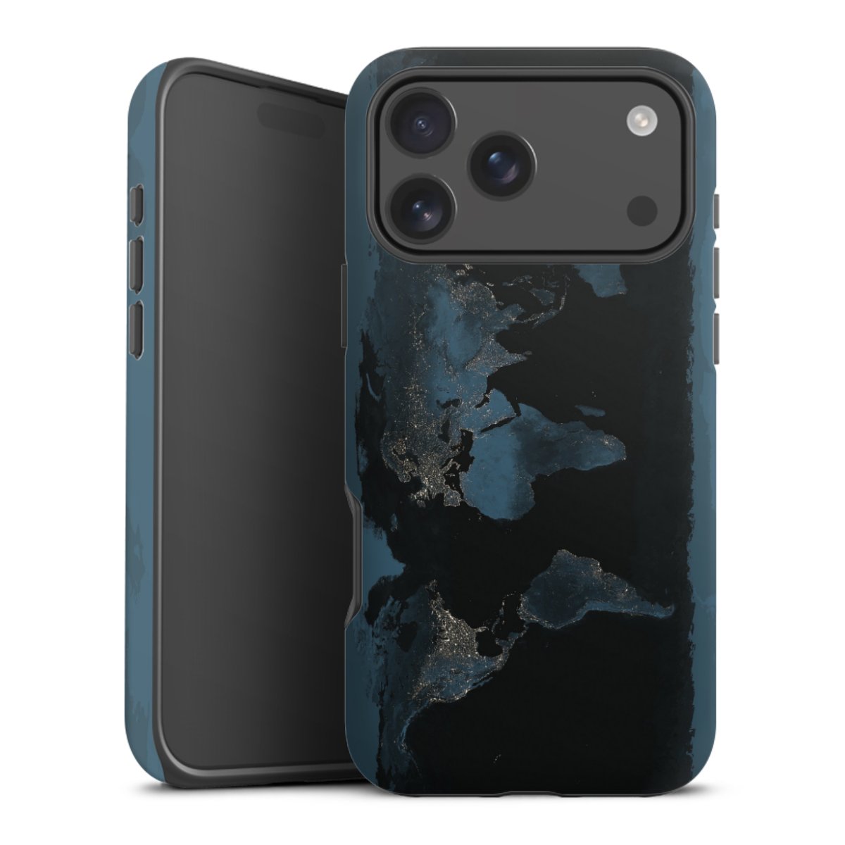 Mappa del mondo con luce notturna