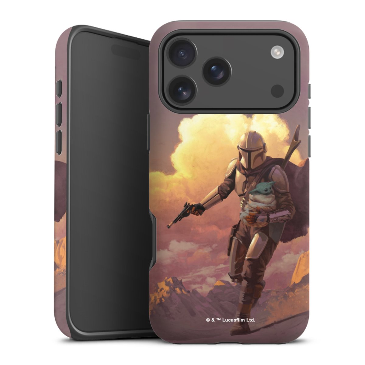 Der Mandalorianer und Grogu Sonnenguntergang Wolken