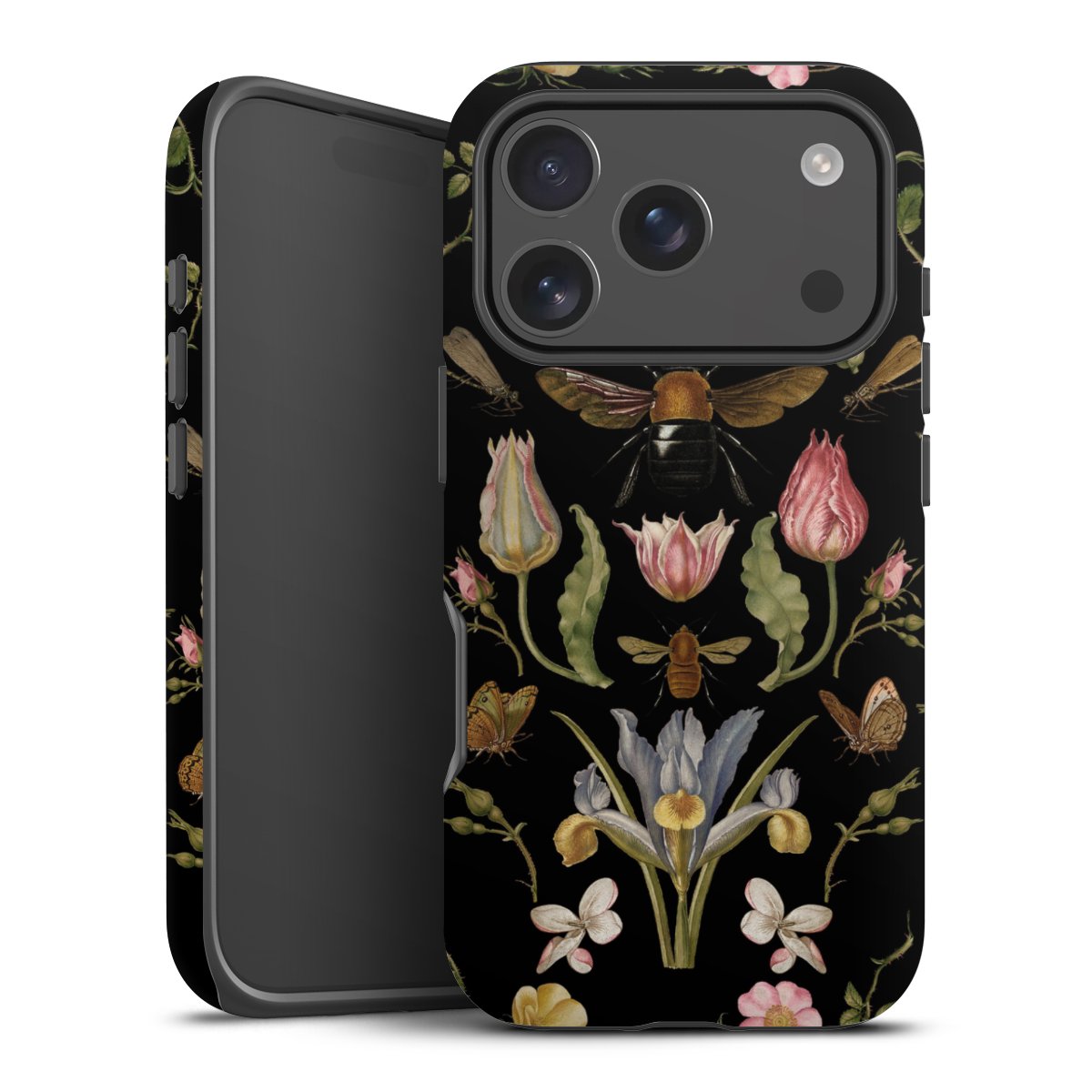 Fleurs Sauvages et Abeilles Fond Noir