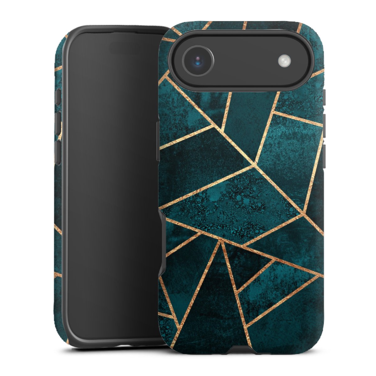 Tief Blaugrün Stein Gold Druck