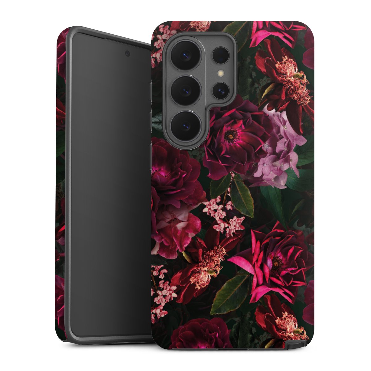 Donkerrode en roze bloemen