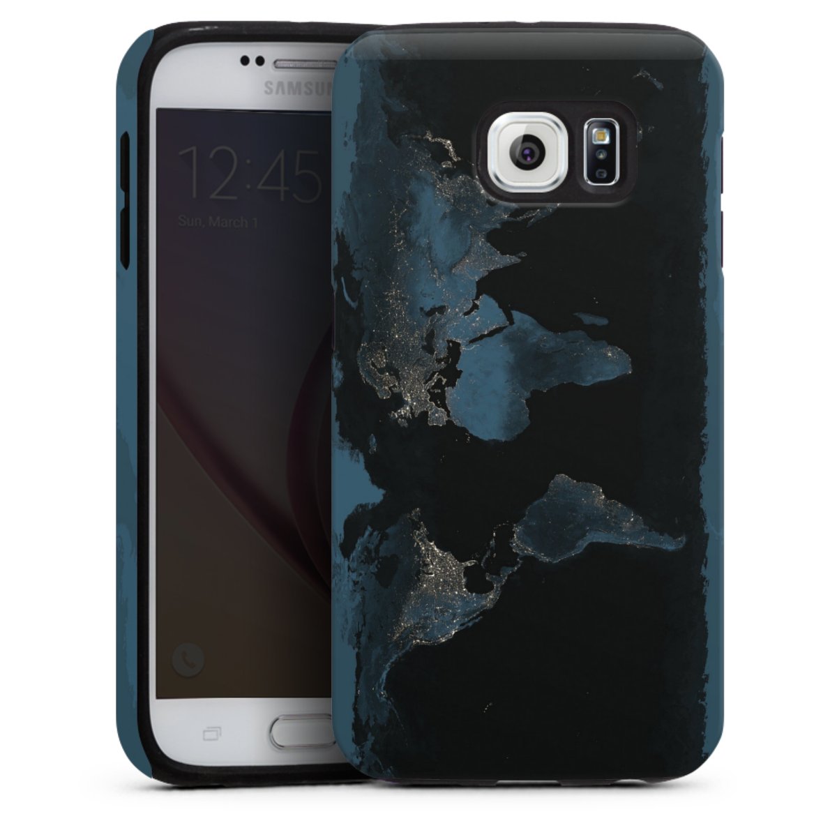 Mappa del mondo con luce notturna