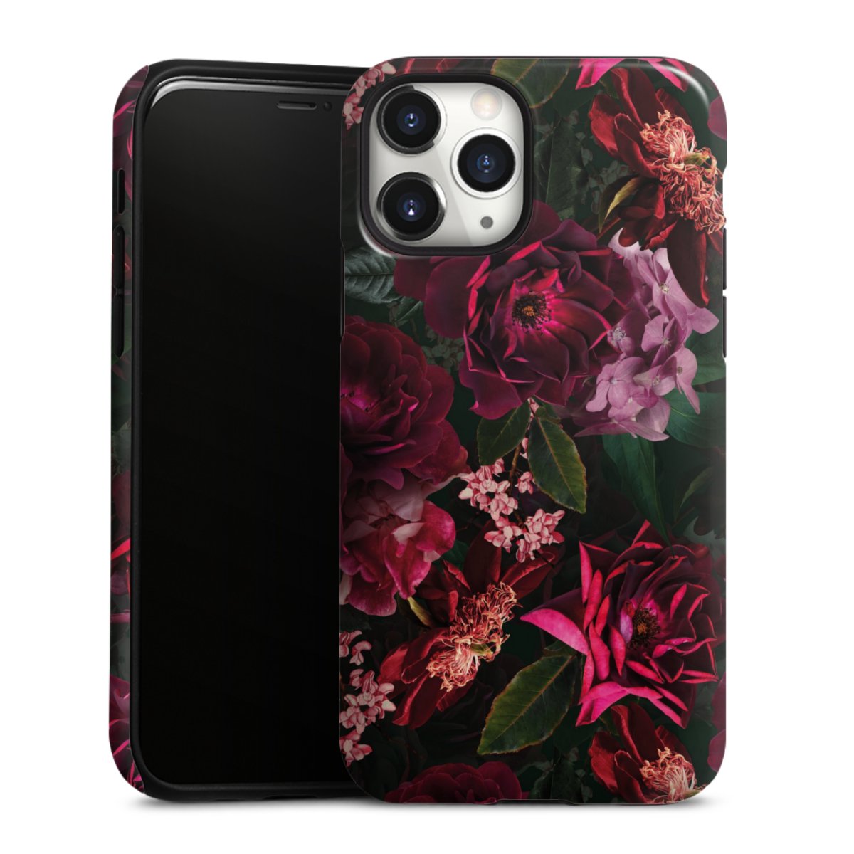 Fleurs rouge foncé et roses