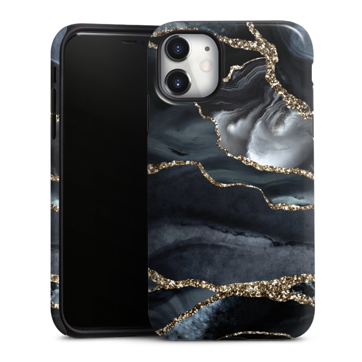 Donker marmer goud Glitterlook