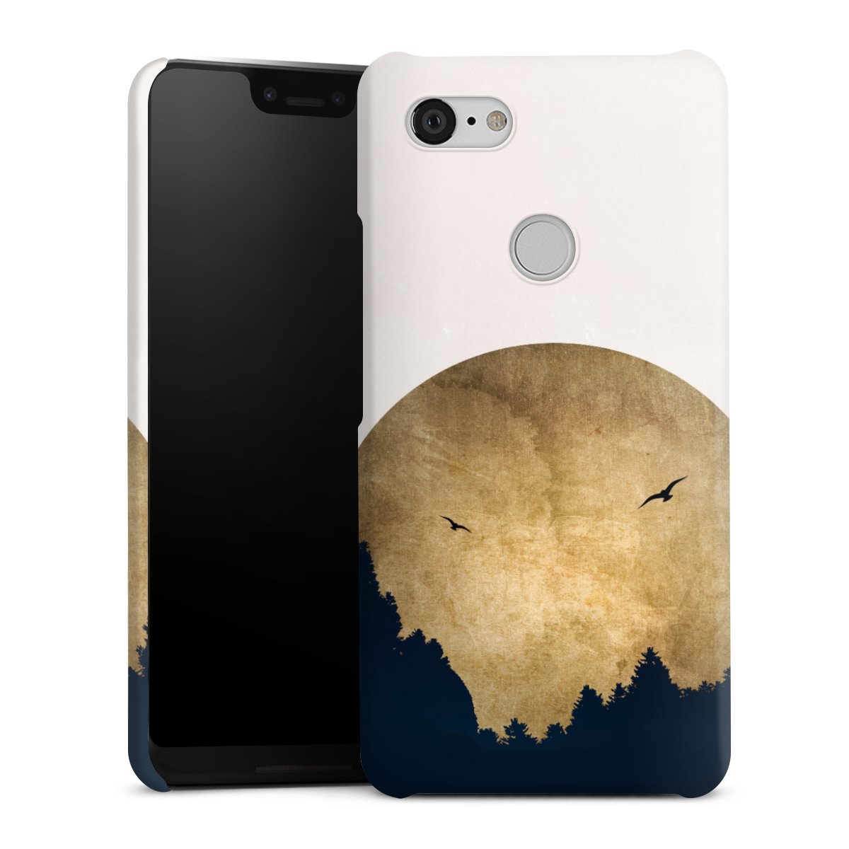 Deux oiseaux et la lune