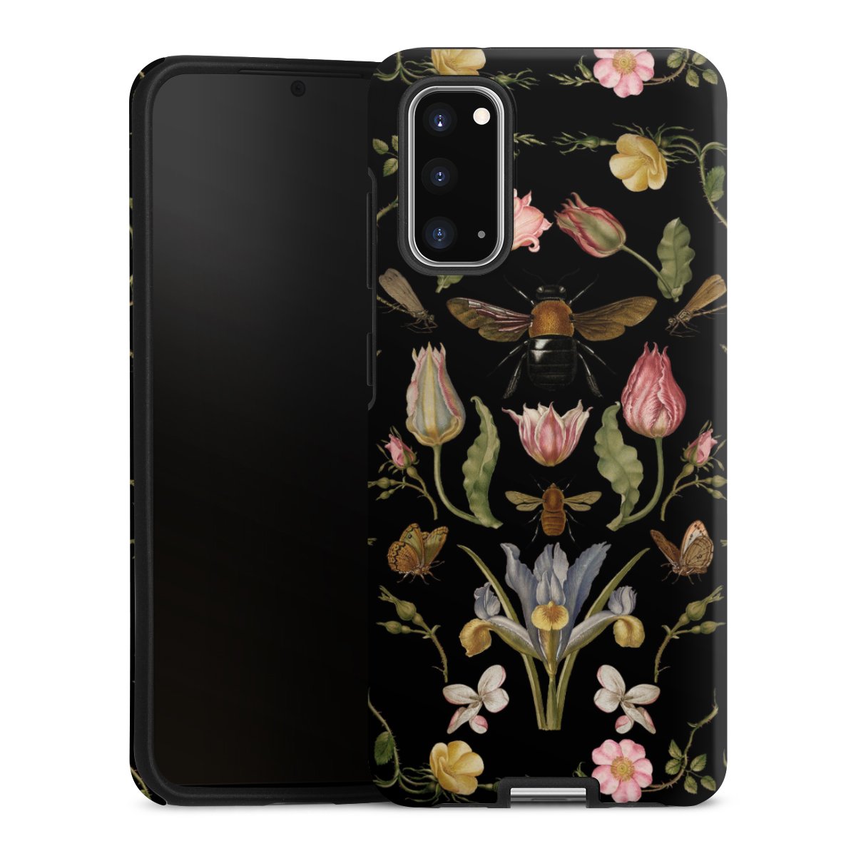 Fleurs Sauvages et Abeilles Fond Noir