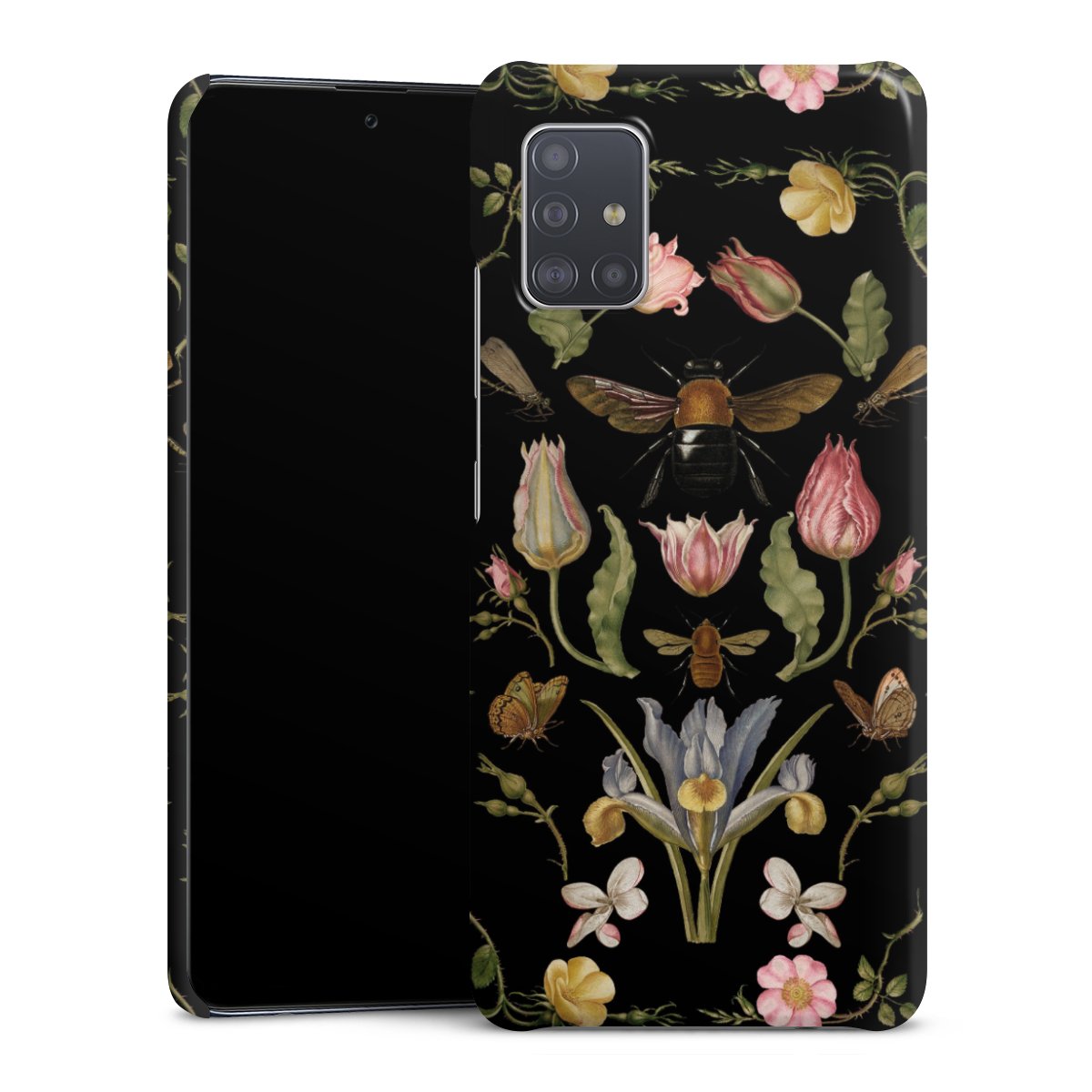 Fleurs Sauvages et Abeilles Fond Noir