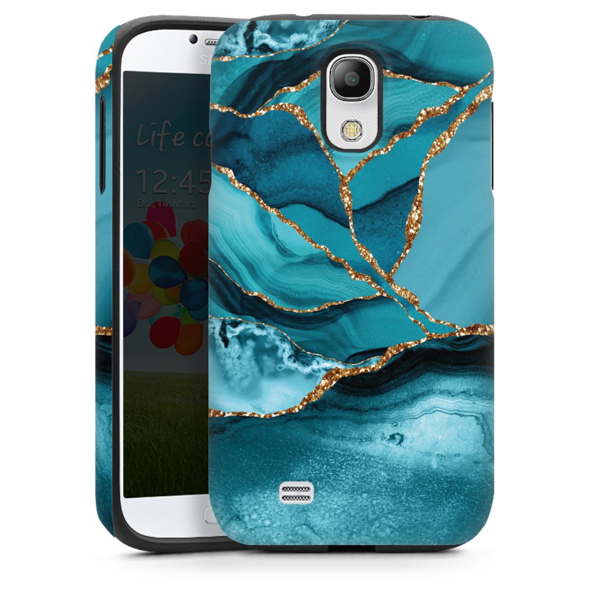 de jouwe vingerafdruk profiel Ijsblauw Marmeren Landschap voor Toughcase telefoonhoesje (glanzend) voor Samsung  Galaxy S4 van DeinDesign