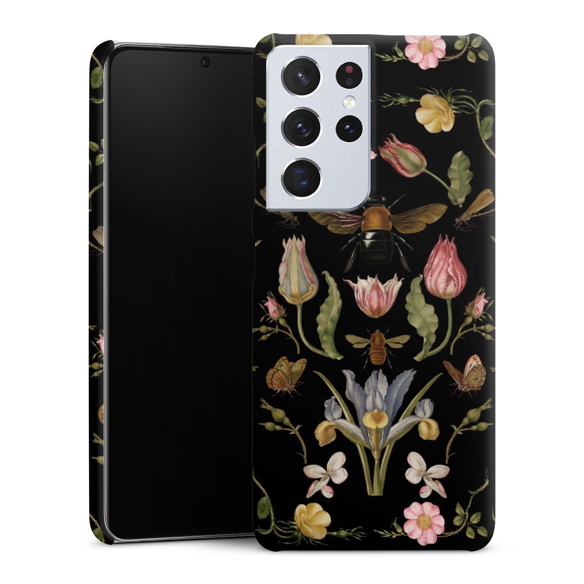 Fleurs Sauvages et Abeilles Fond Noir