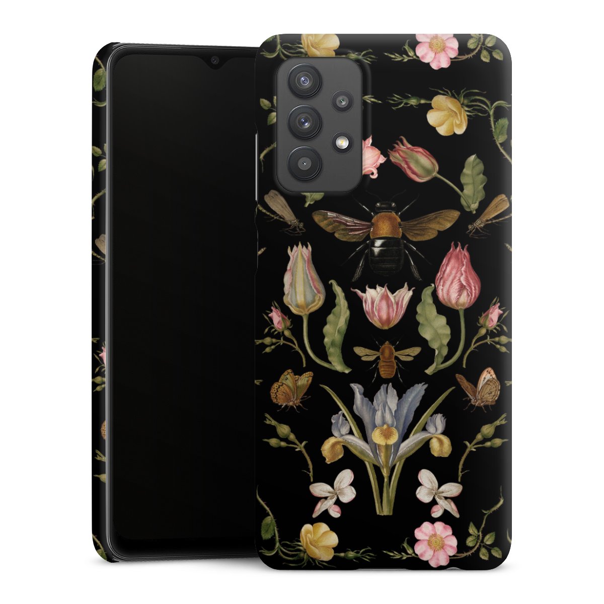 Fleurs Sauvages et Abeilles Fond Noir