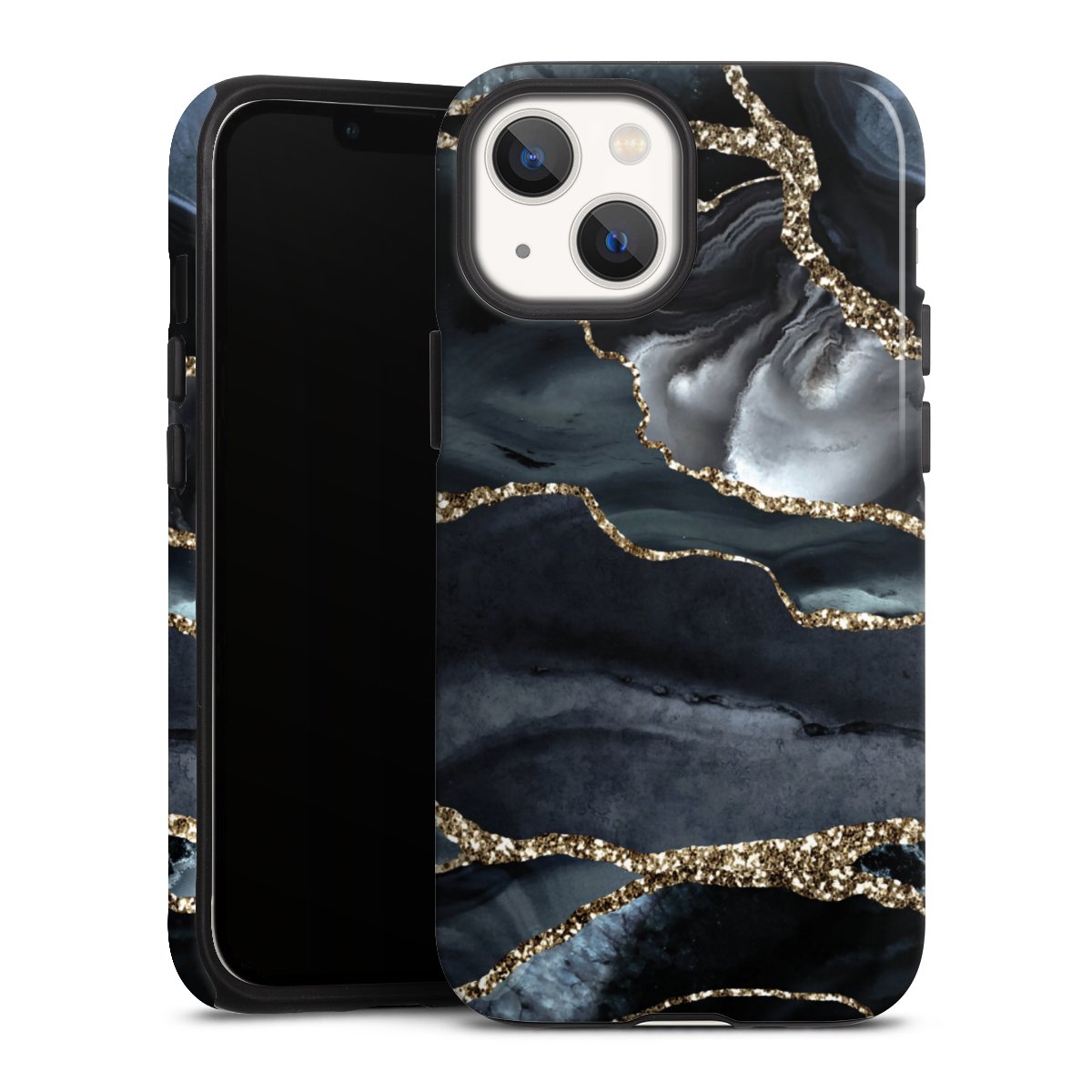 Donker marmer goud Glitterlook