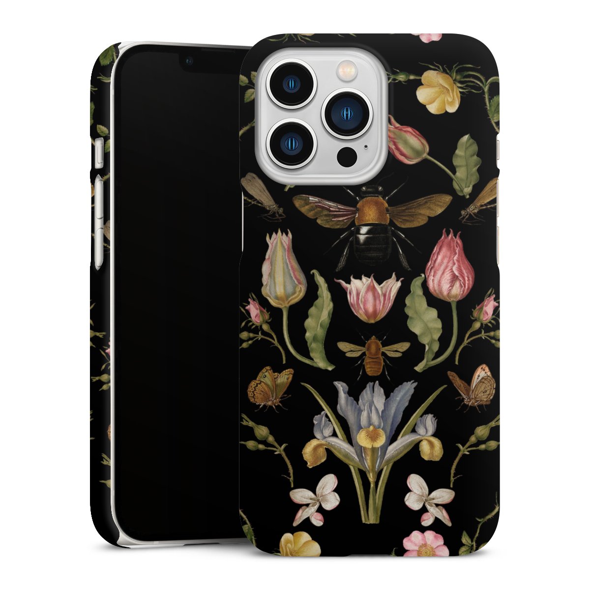 Fleurs Sauvages et Abeilles Fond Noir