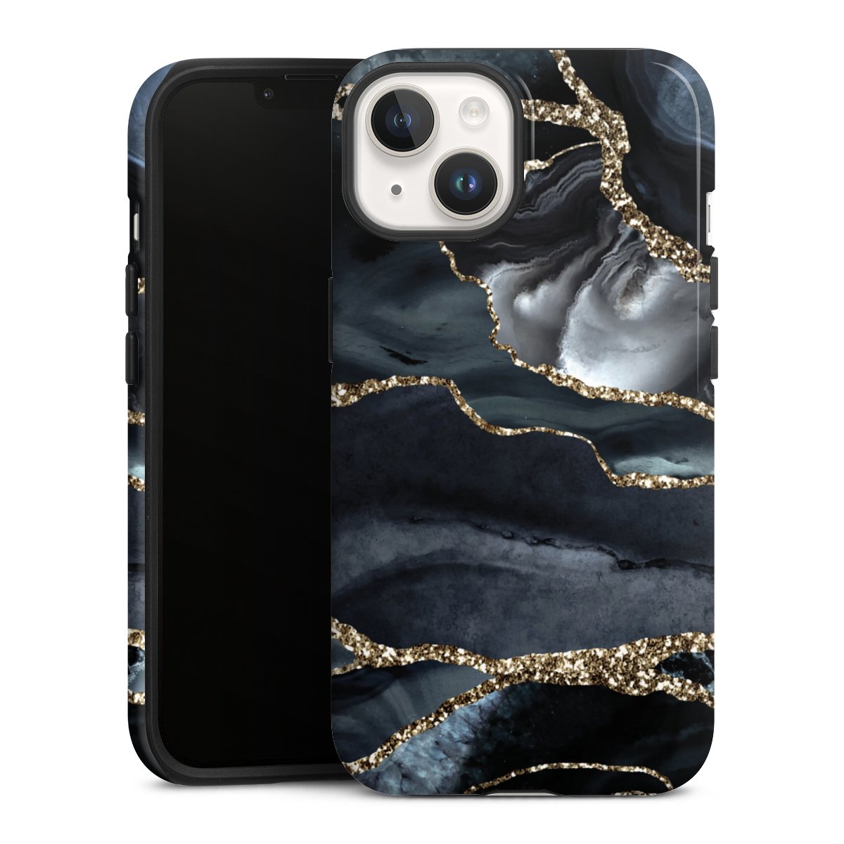 Dunkler Marmor Gold Glitzerlook