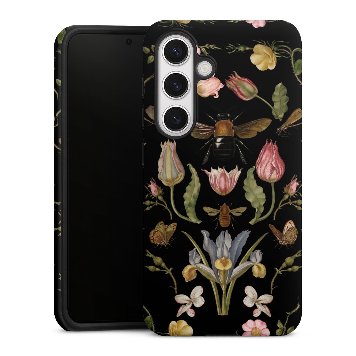 Fleurs Sauvages et Abeilles Fond Noir