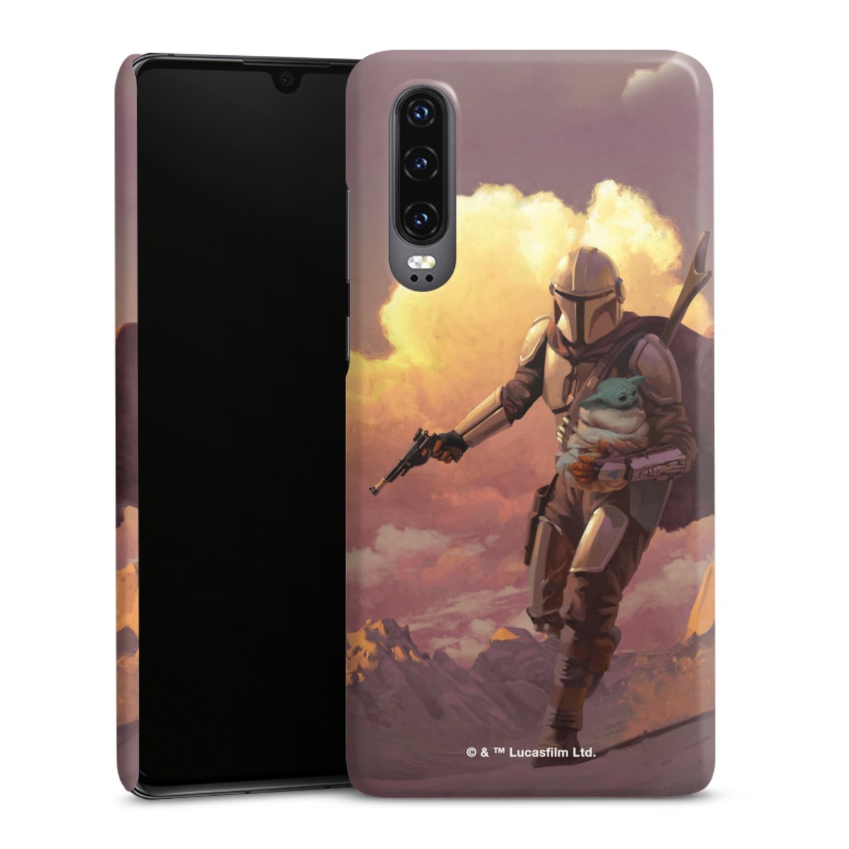 Les nuages ​​du coucher du soleil Mandalorien et Grogu