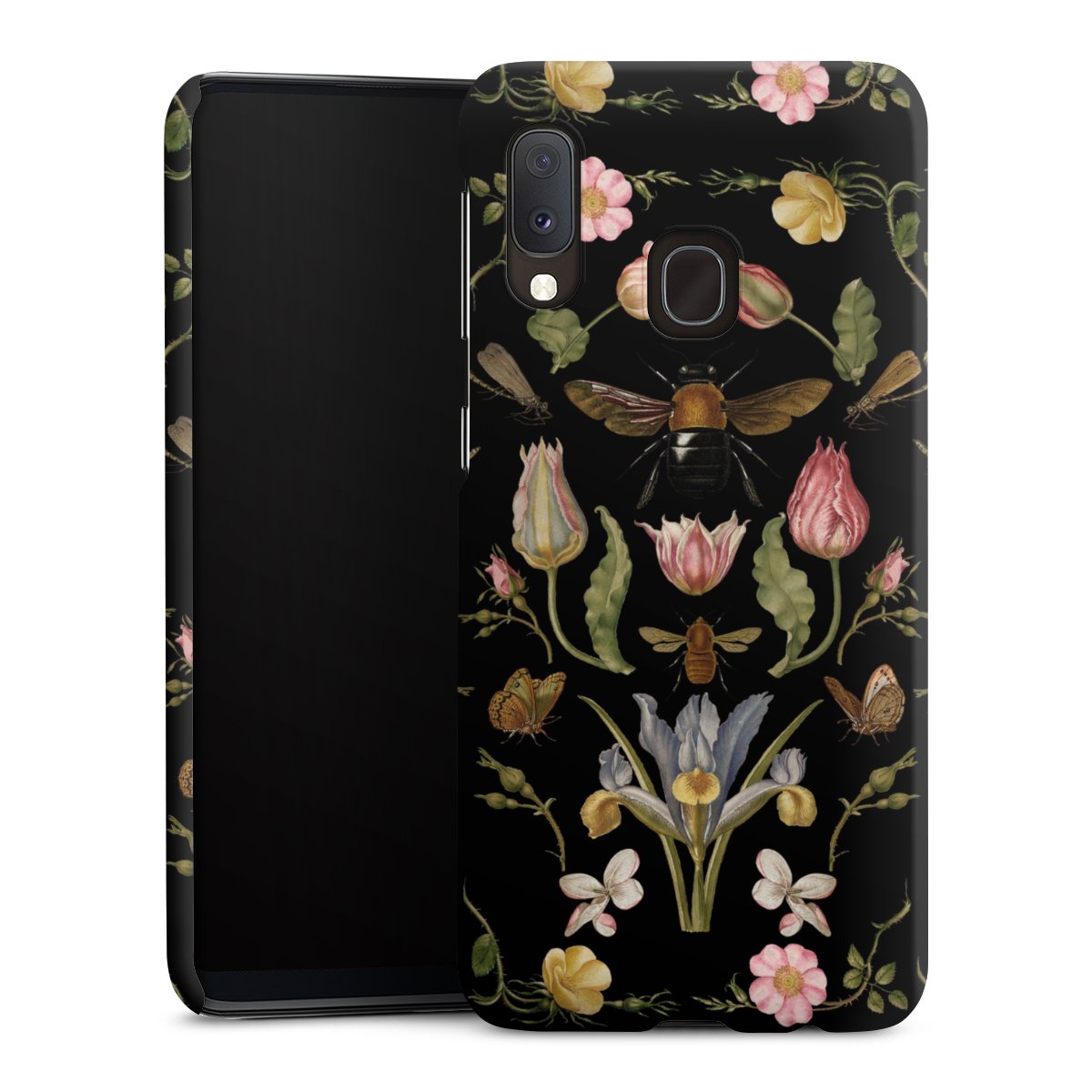 Fleurs Sauvages et Abeilles Fond Noir