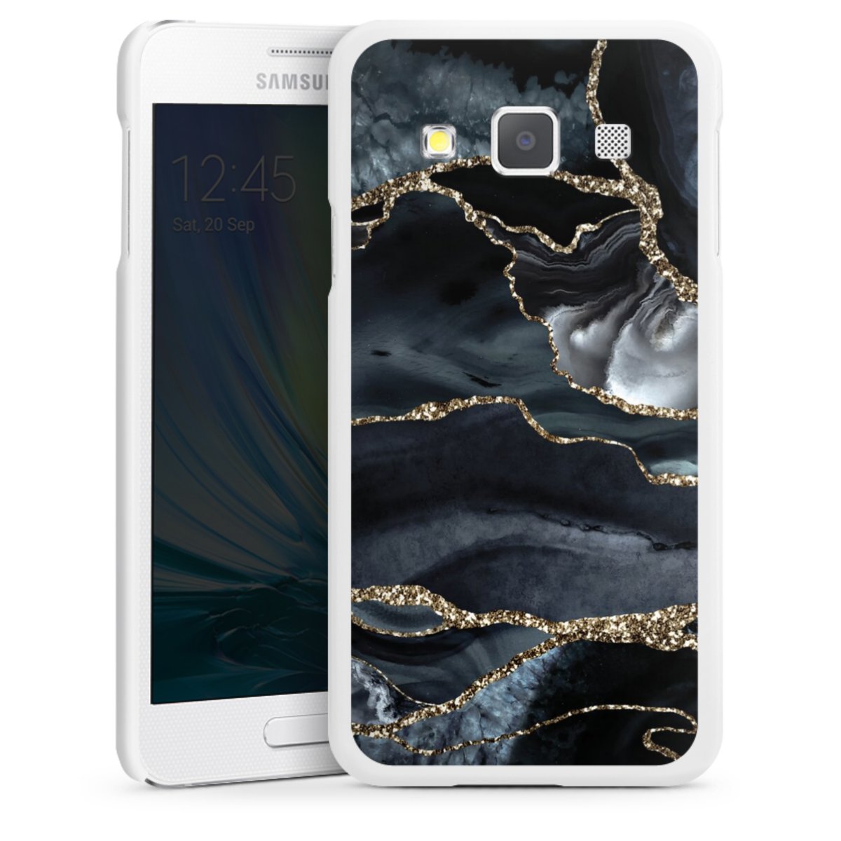 Dunkler Marmor Gold Glitzerlook
