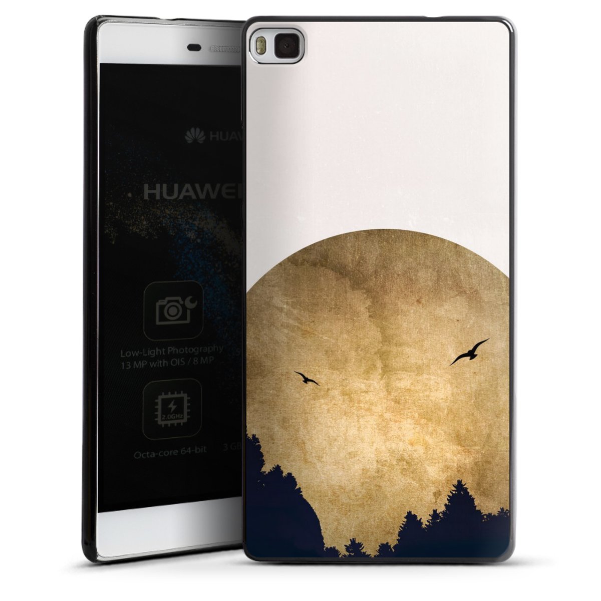 Deux oiseaux et la lune