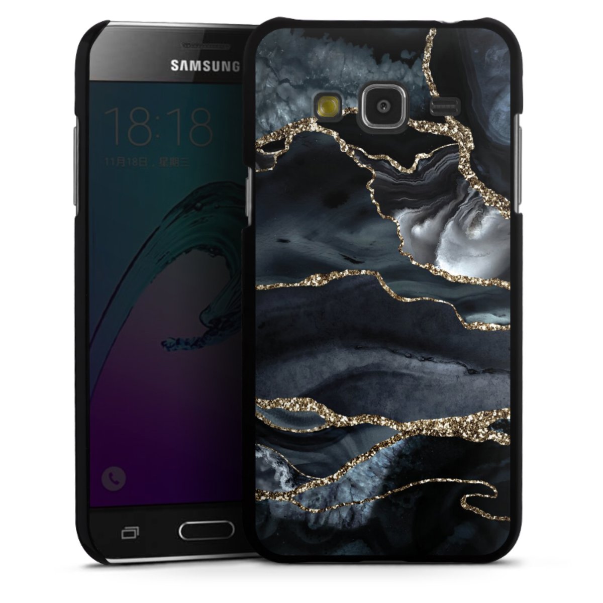 Dunkler Marmor Gold Glitzerlook