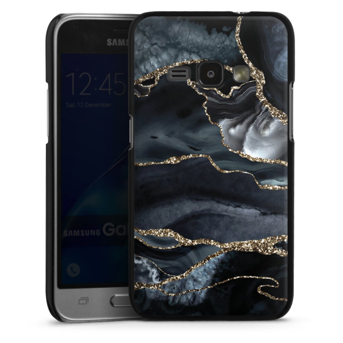 Dunkler Marmor Gold Glitzerlook