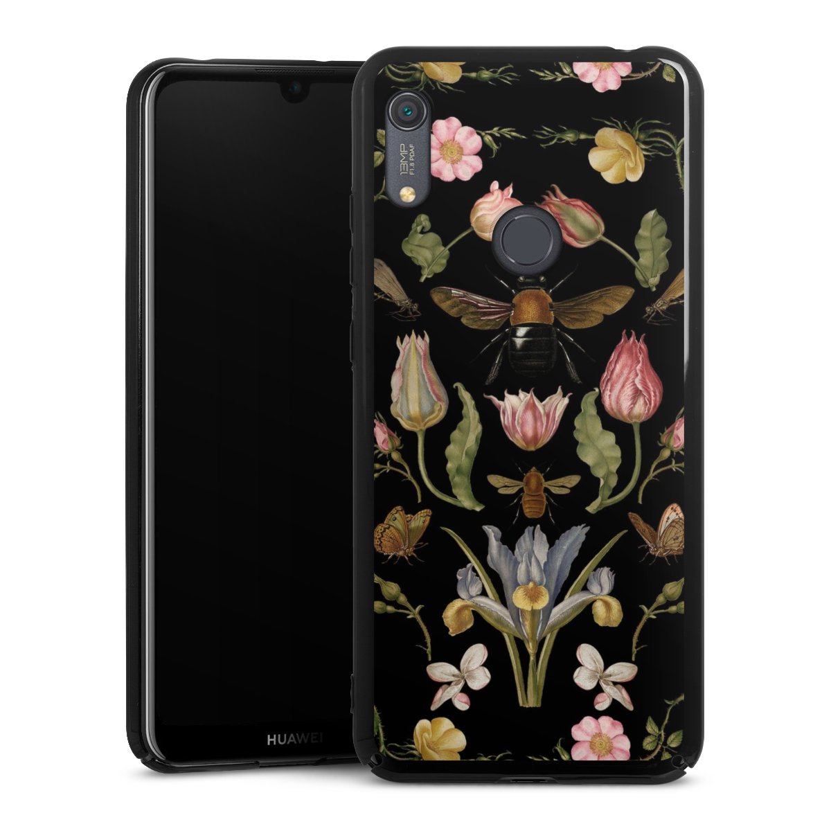 Fleurs Sauvages et Abeilles Fond Noir