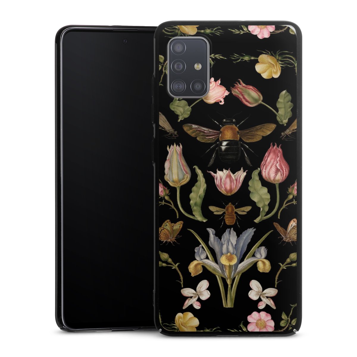 Fleurs Sauvages et Abeilles Fond Noir