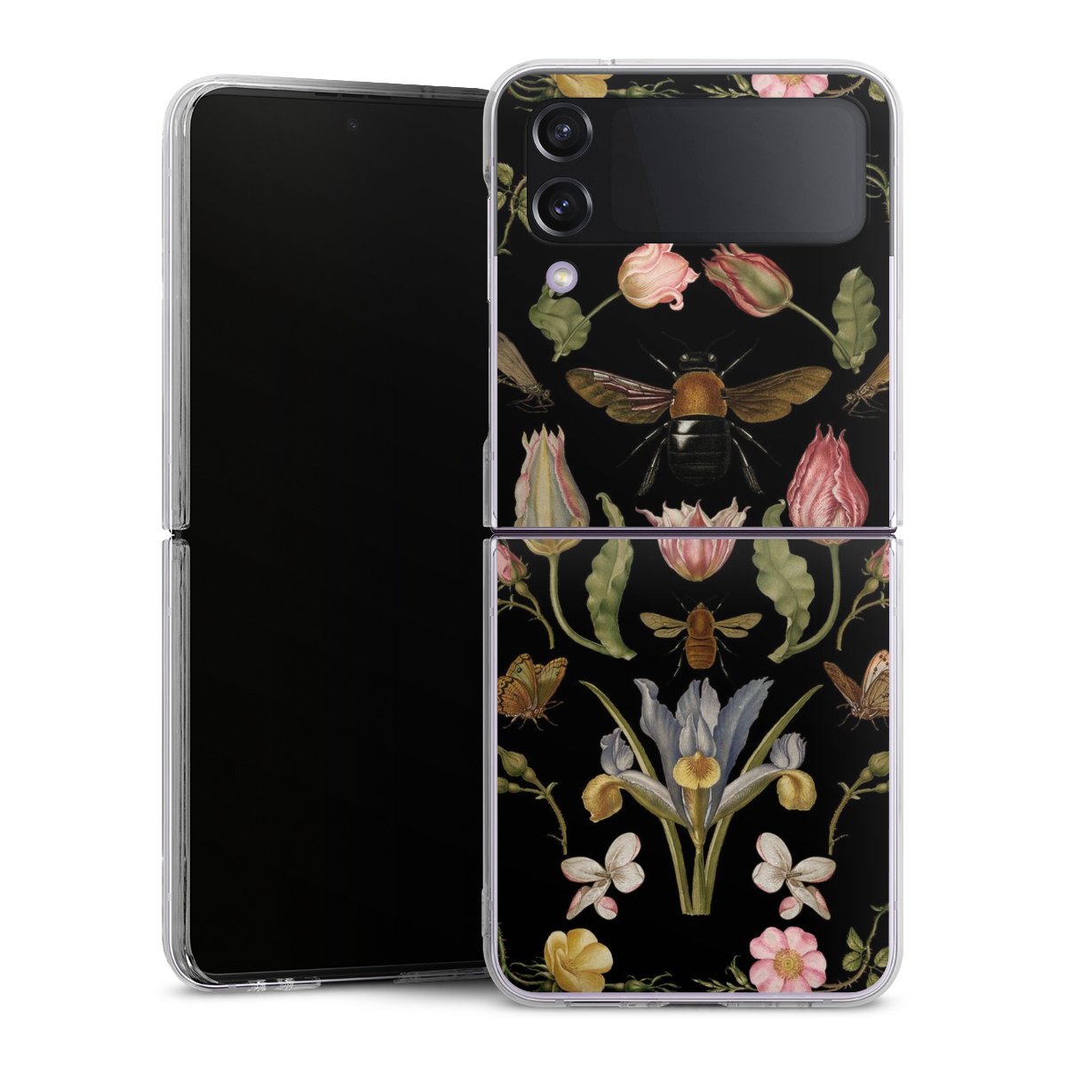 Fleurs Sauvages et Abeilles Fond Noir