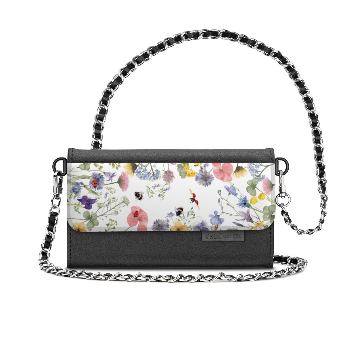 Bunte Frühlingsblumen und Bienen