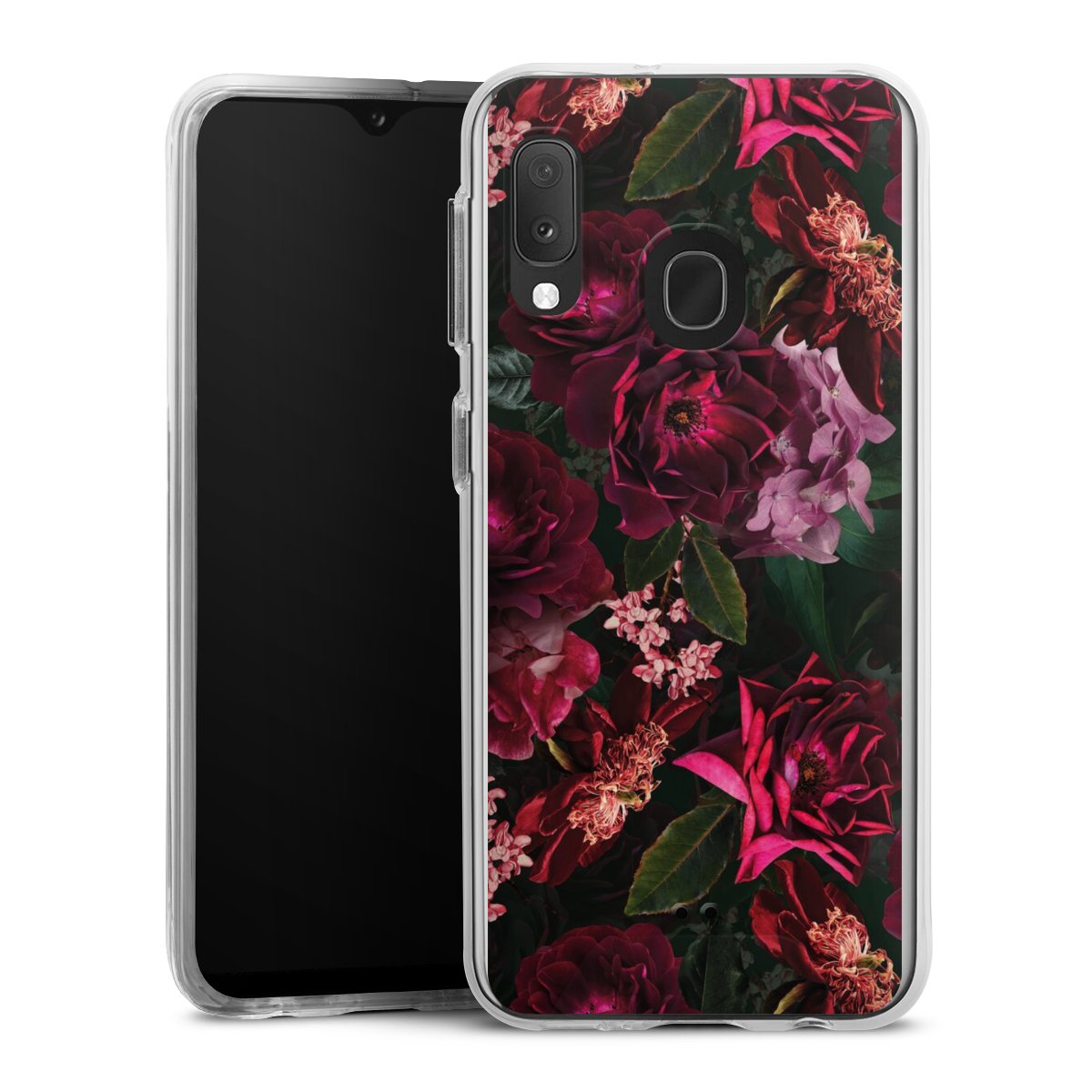 Dunkelrote und rosa Blüten