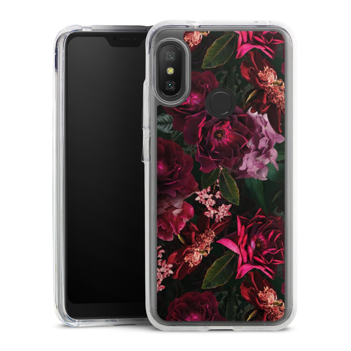Dunkelrote und rosa Blüten