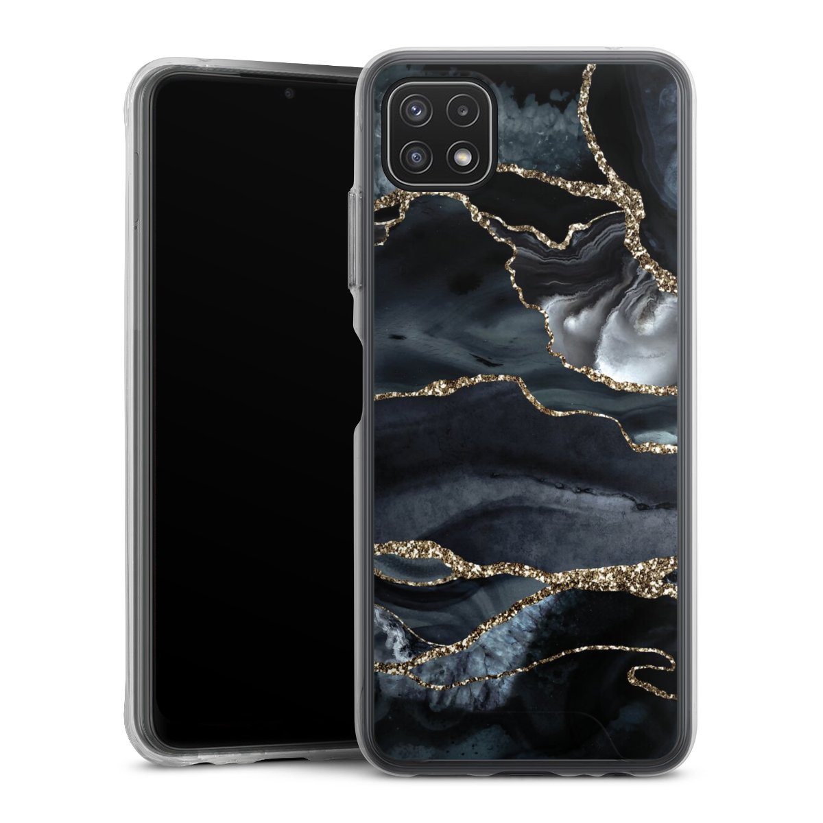 Dunkler Marmor Gold Glitzerlook