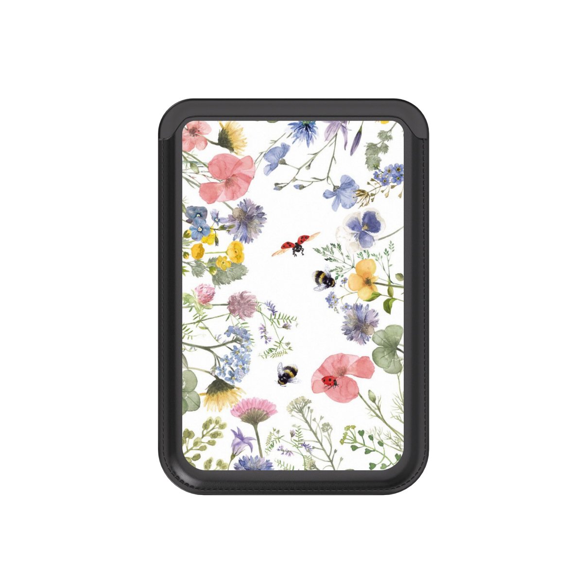 Bunte Frühlingsblumen und Bienen