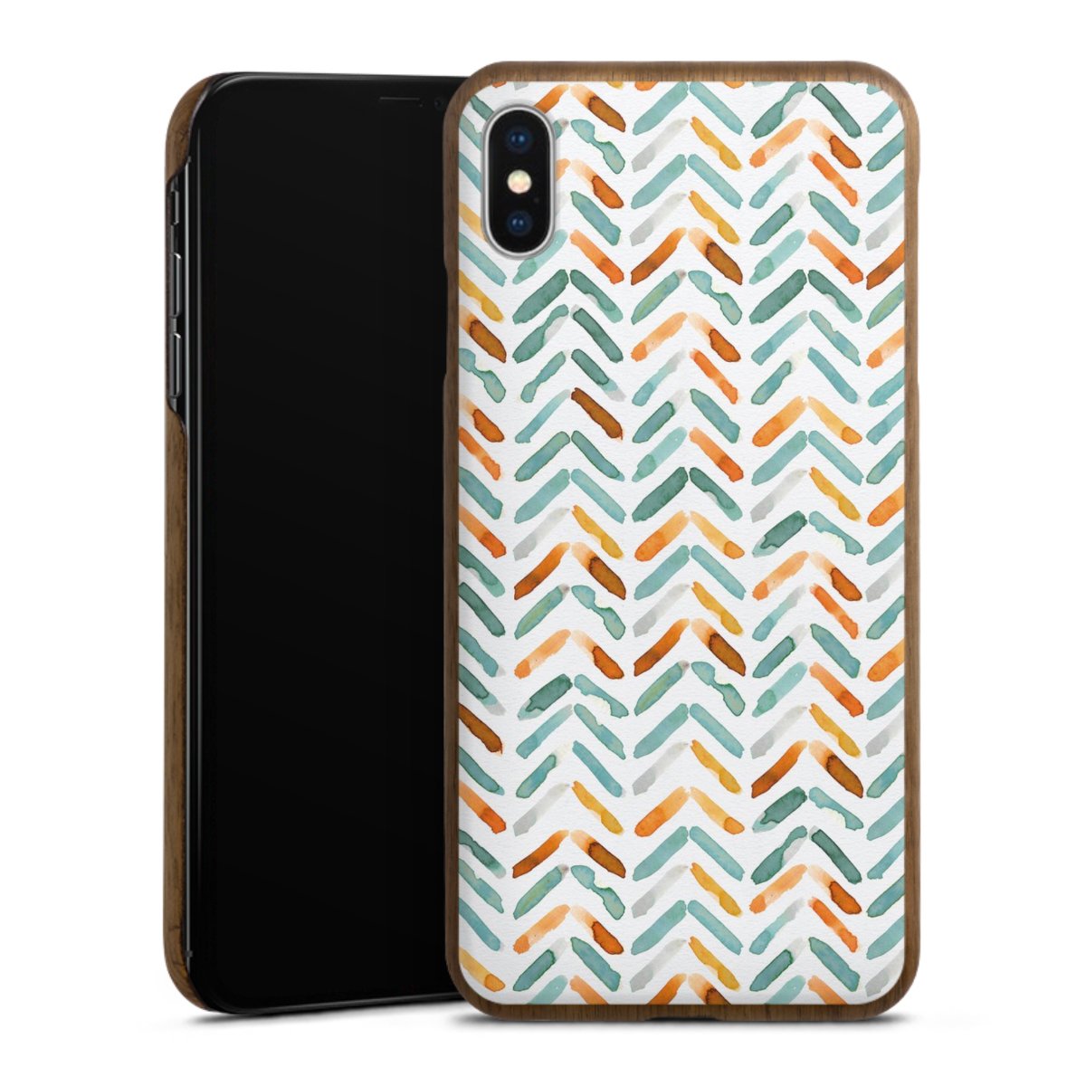 Elegantes Herbstchevron Blau Orange