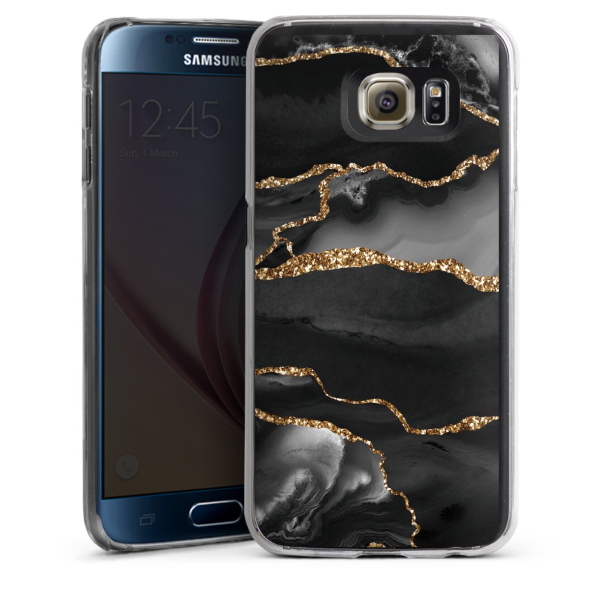 Marble Gold Look voor Hardcase hoesje (transparant) voor Samsung Galaxy S6 van DeinDesign
