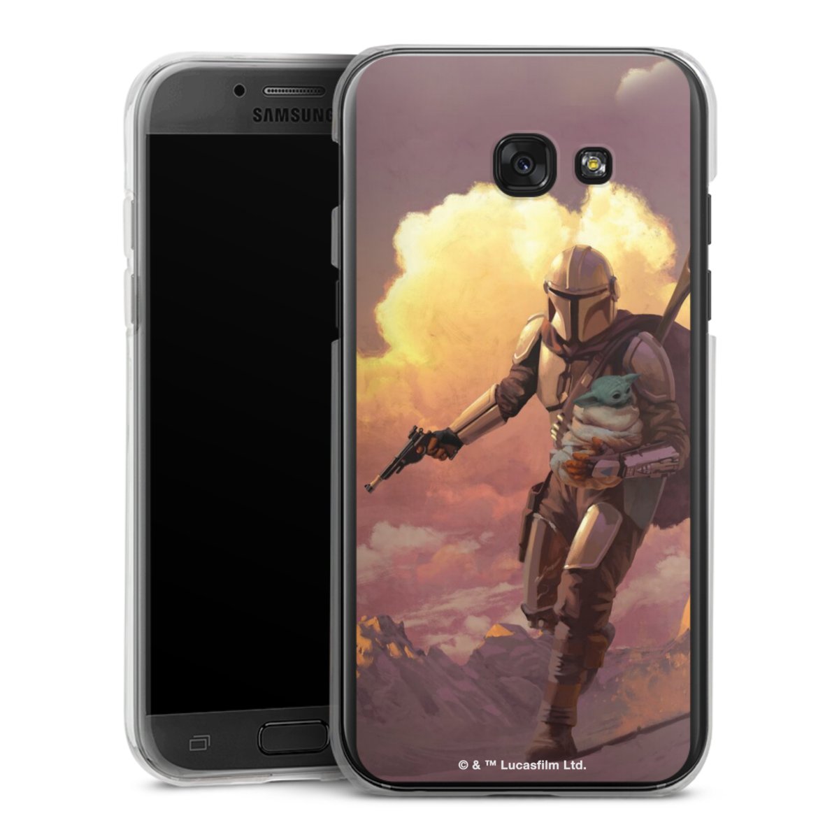 Les nuages ​​du coucher du soleil Mandalorien et Grogu