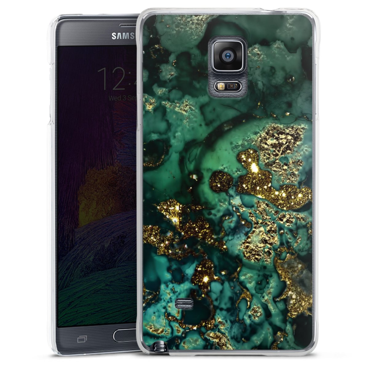 Cyan Glitter Marble voor Hardcase hoesje (transparant) voor Samsung Galaxy Note 4 DeinDesign