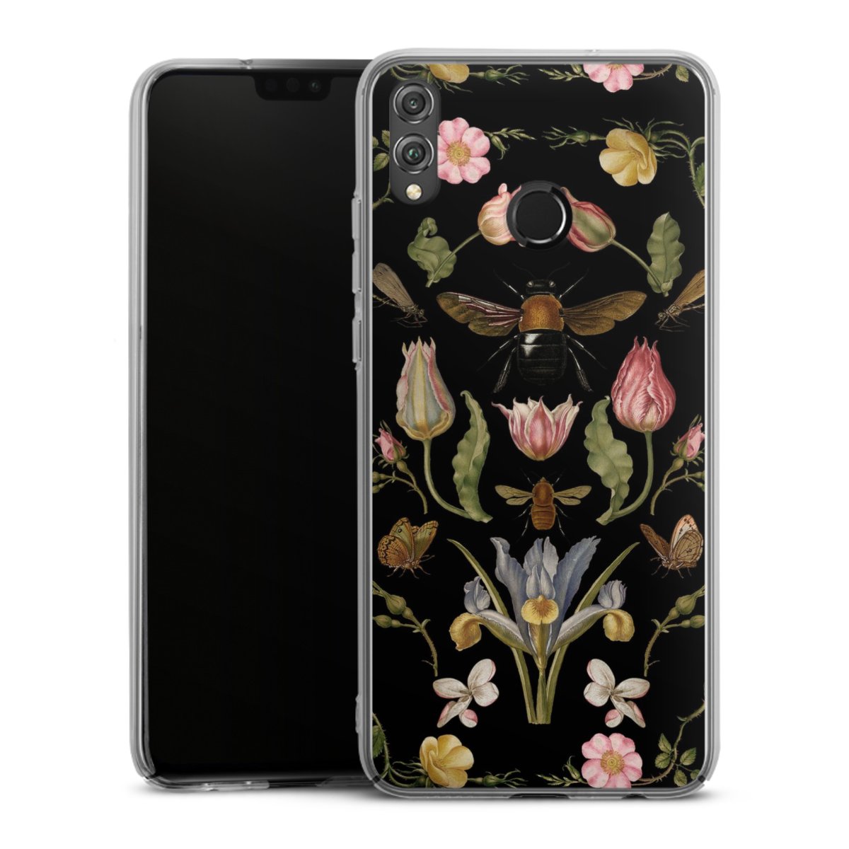 Fleurs Sauvages et Abeilles Fond Noir