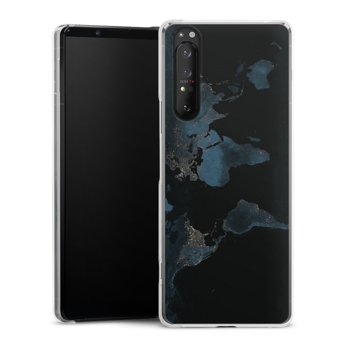 Mappa del mondo con luce notturna