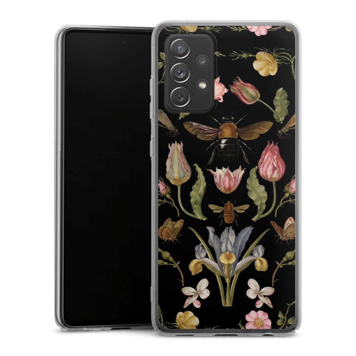 Fleurs Sauvages et Abeilles Fond Noir