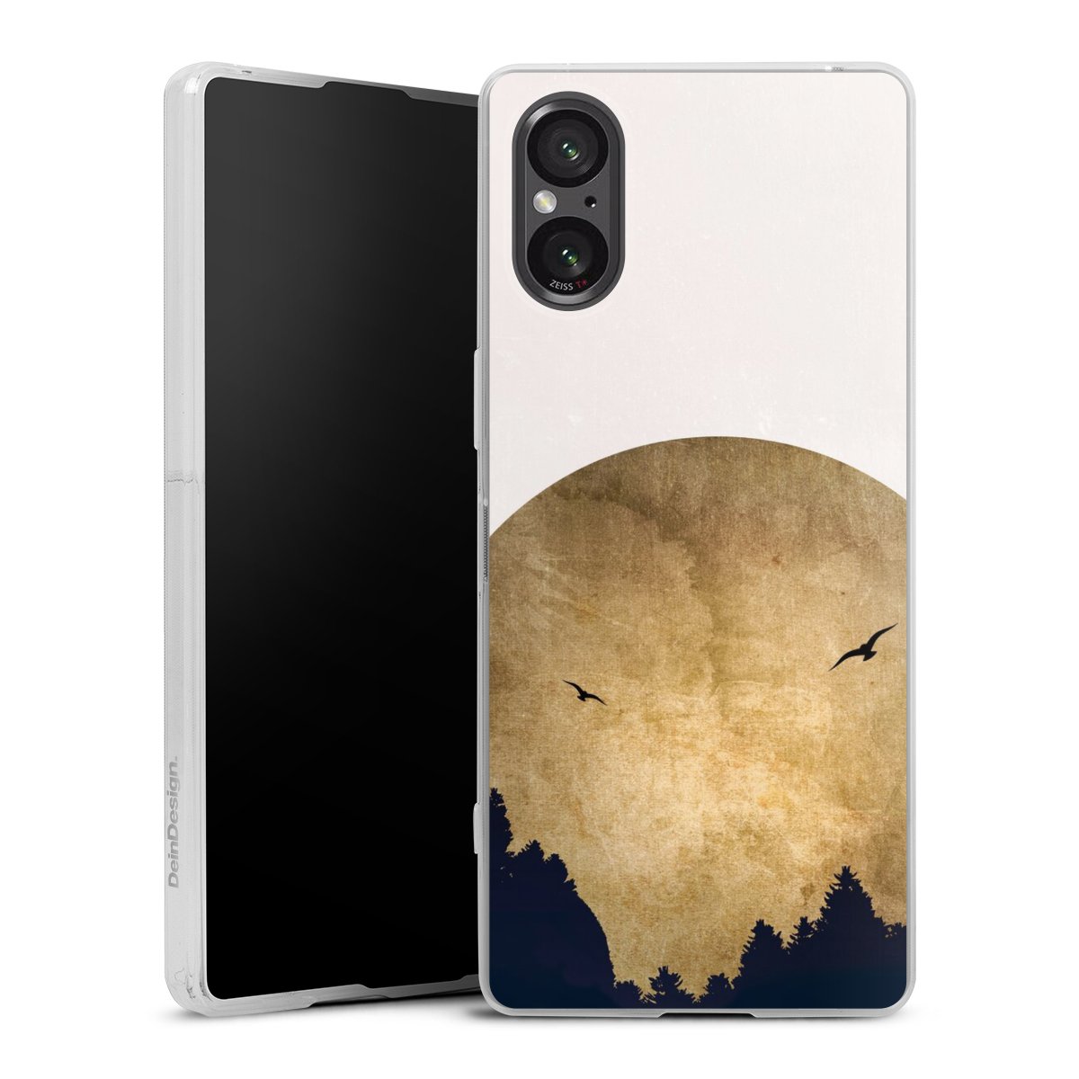Deux oiseaux et la lune