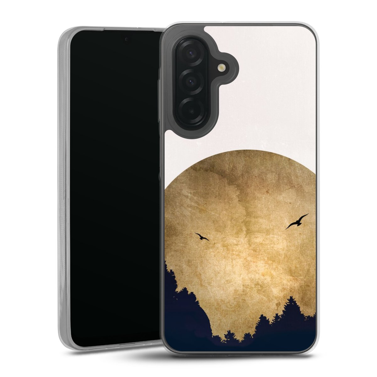 Deux oiseaux et la lune