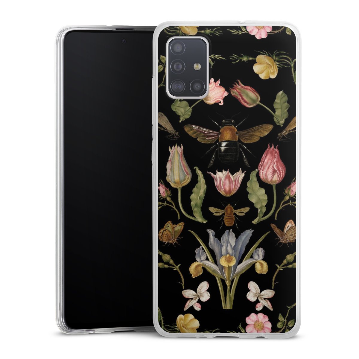 Fleurs Sauvages et Abeilles Fond Noir