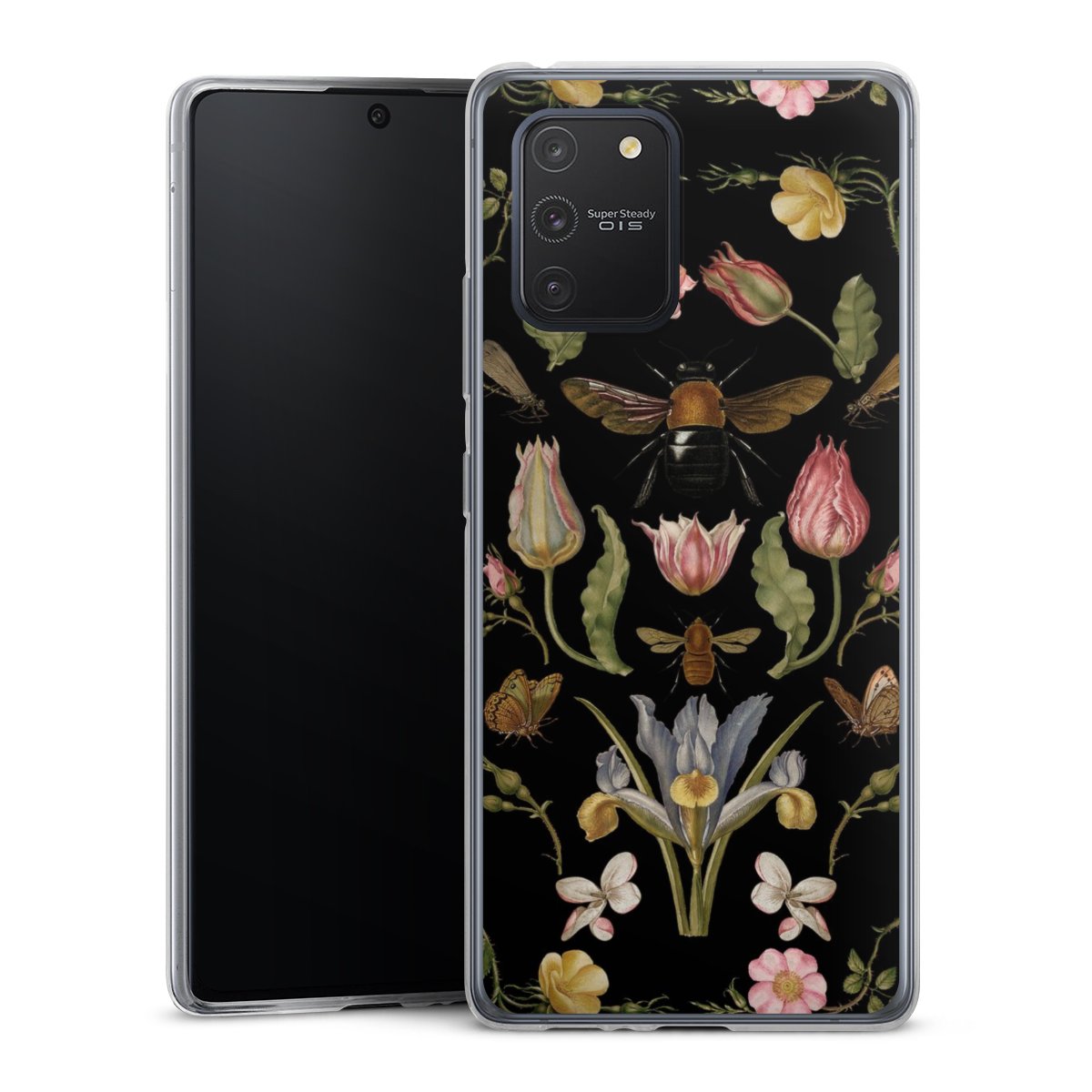 Fleurs Sauvages et Abeilles Fond Noir