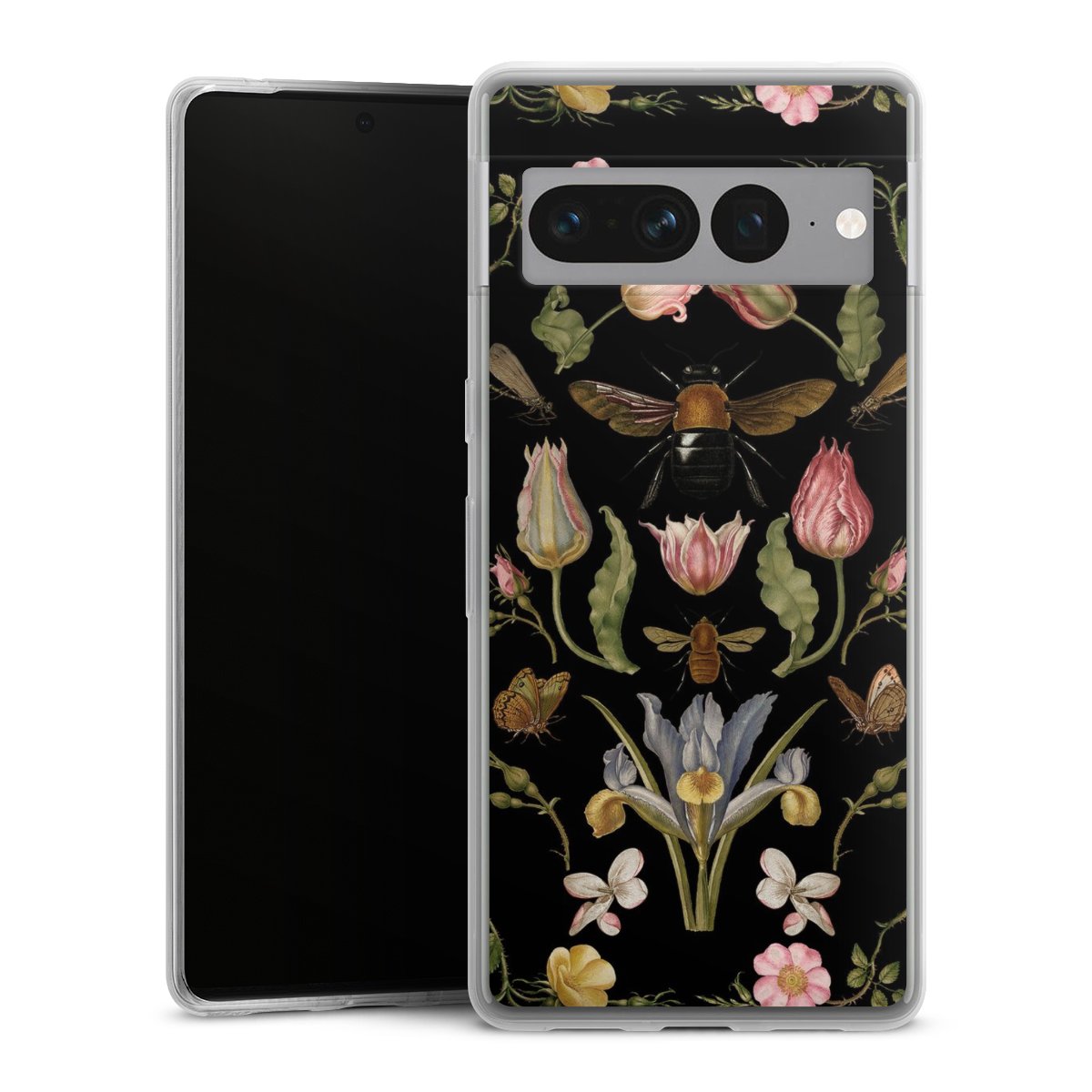 Fleurs Sauvages et Abeilles Fond Noir