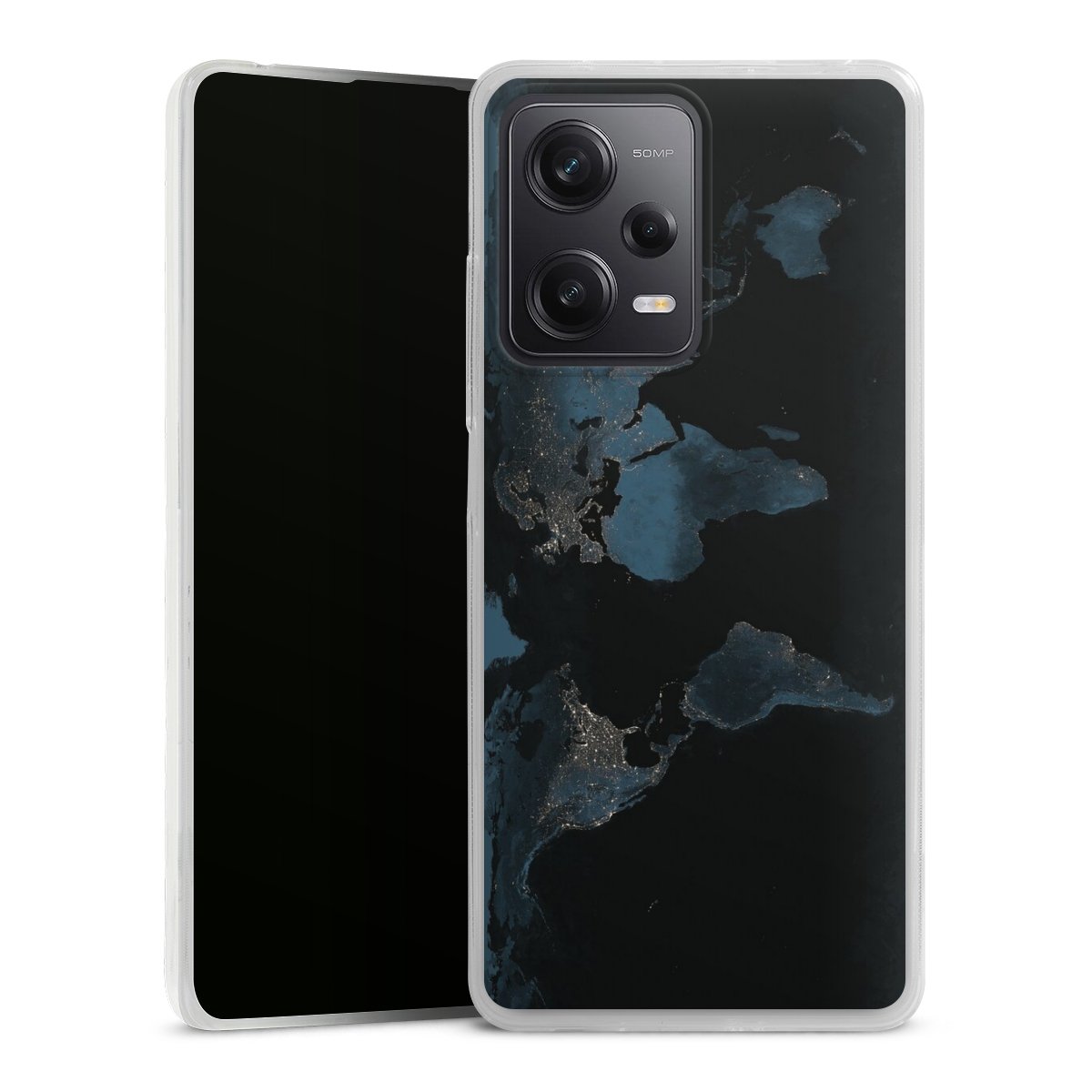 Mappa del mondo con luce notturna