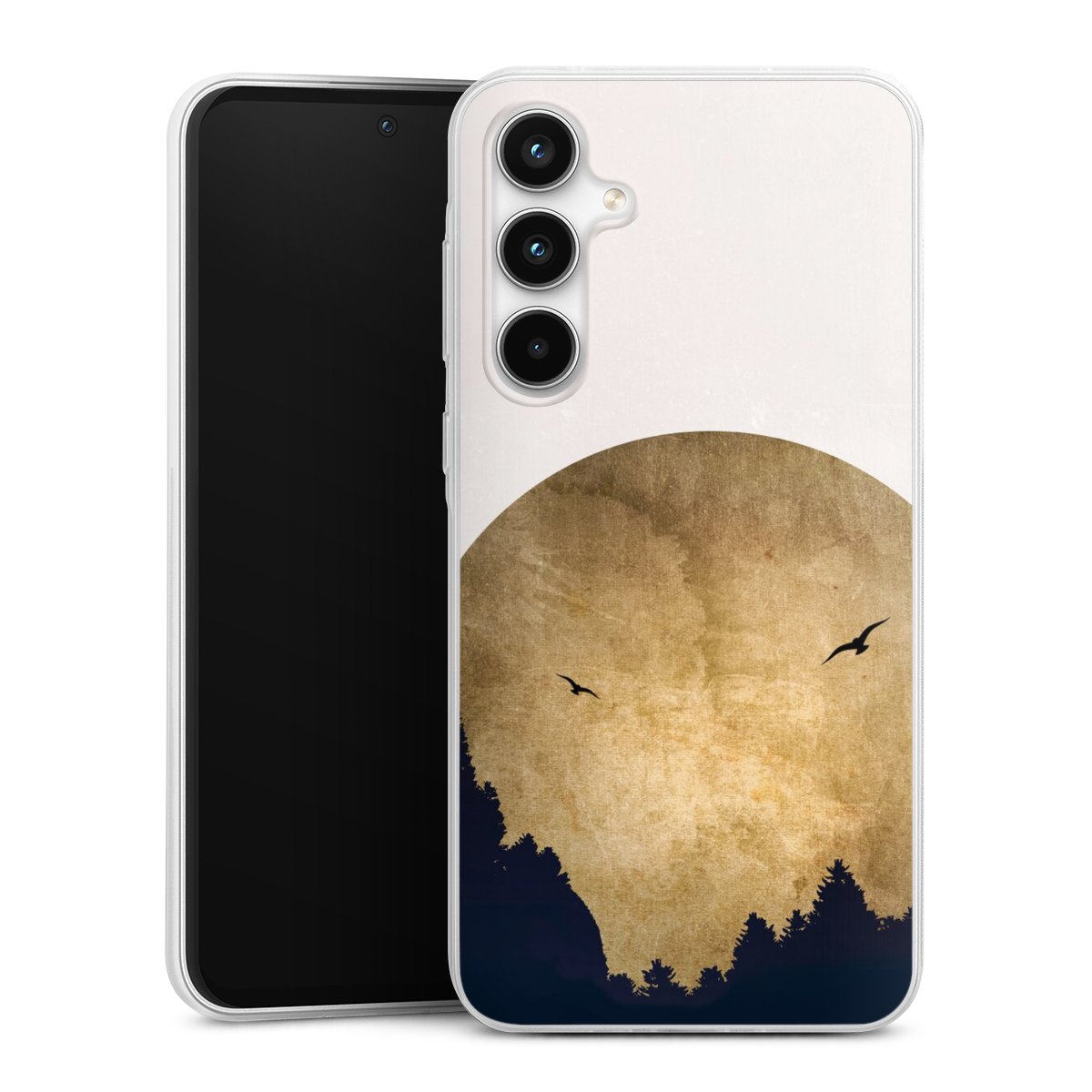 Deux oiseaux et la lune